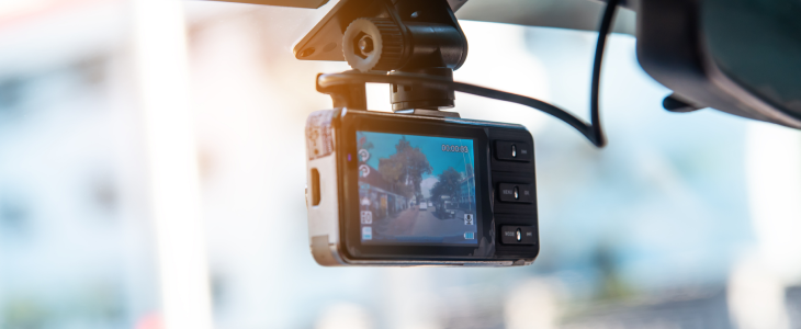 Dashcam in the front of a car