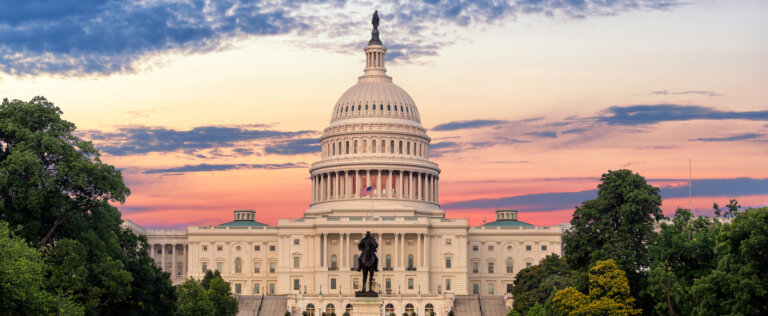 The United States Capitol Building at Sunrise in Washington DC