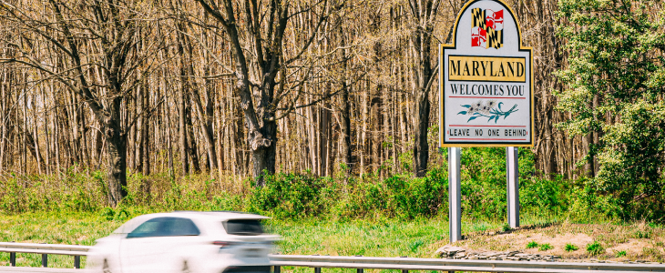 Car driving on a Maryland highway